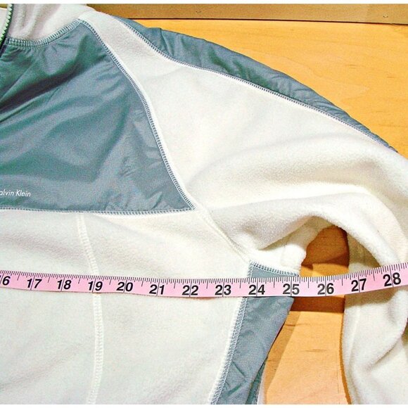 Calvin Klein 1/4 Zip Fleece & Nylon Trim Jacket Coat Pullover Ivory Gray Sz XL - Picture 6 of 11